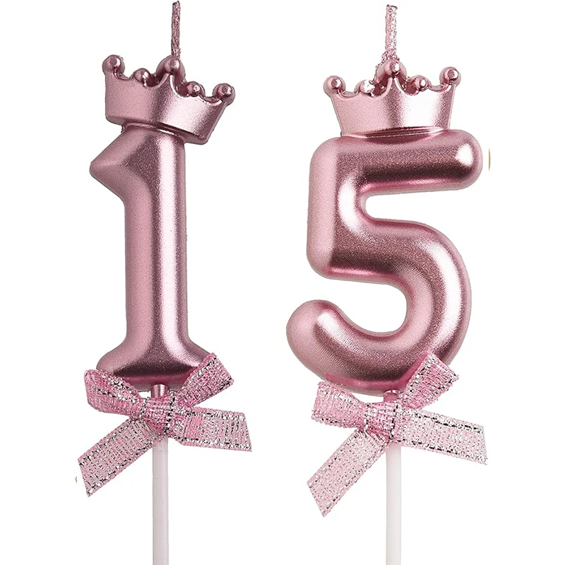 New glitter golden Bow Crown Shape Digital 0-9 Party custom extra tall 20 mermaid sparkling happy birthday number cake candles