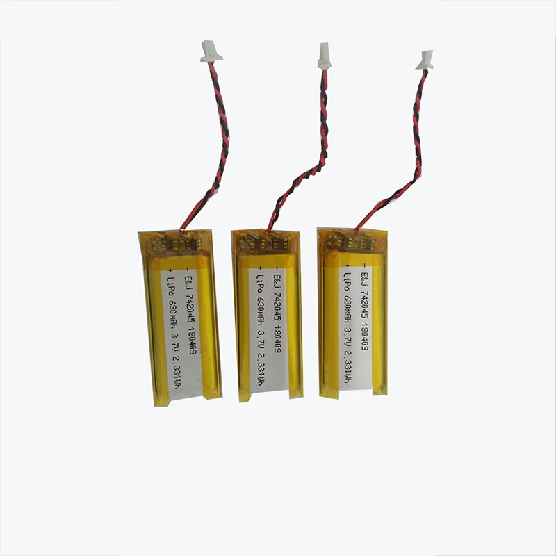 Перезаряжаемый литий-полимерный аккумулятор IEC62133 CB, 3,7 в, E & J, 742045, 630 мАч, литий-ионный аккумулятор с PCM для наушников с металлическим детектором