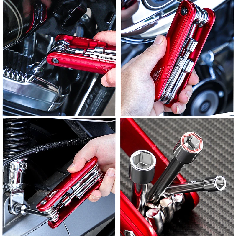 6 in 1 Folding Nut Driver Set Metric, Hex Nut Driver Set, Folding Socket Wrench, Cr-V Shank, Portable Premium Aluminum Handle