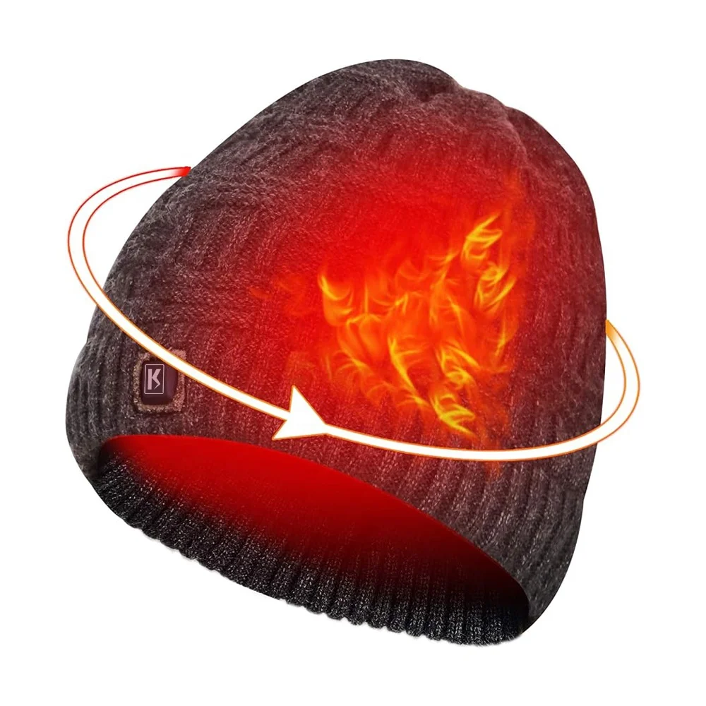 New Arrival Heated Hat Electrical Winter Heated Beanie Hat with Rechargeable Battery for Men Women Outdoor Equipment