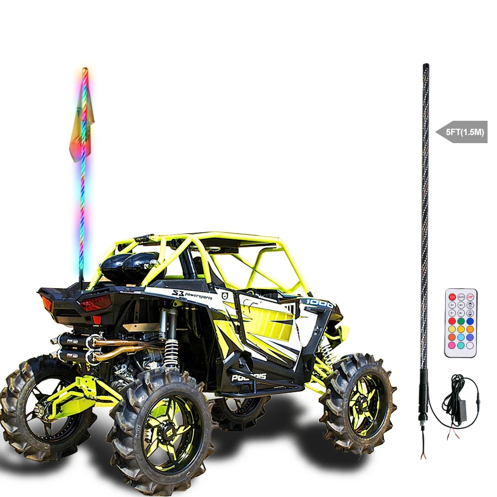 Quick Release 4 5 6 ft Dream Dancing Color Phone App Control Led Whip Light Antenna for ATV UTV Buggy RZR