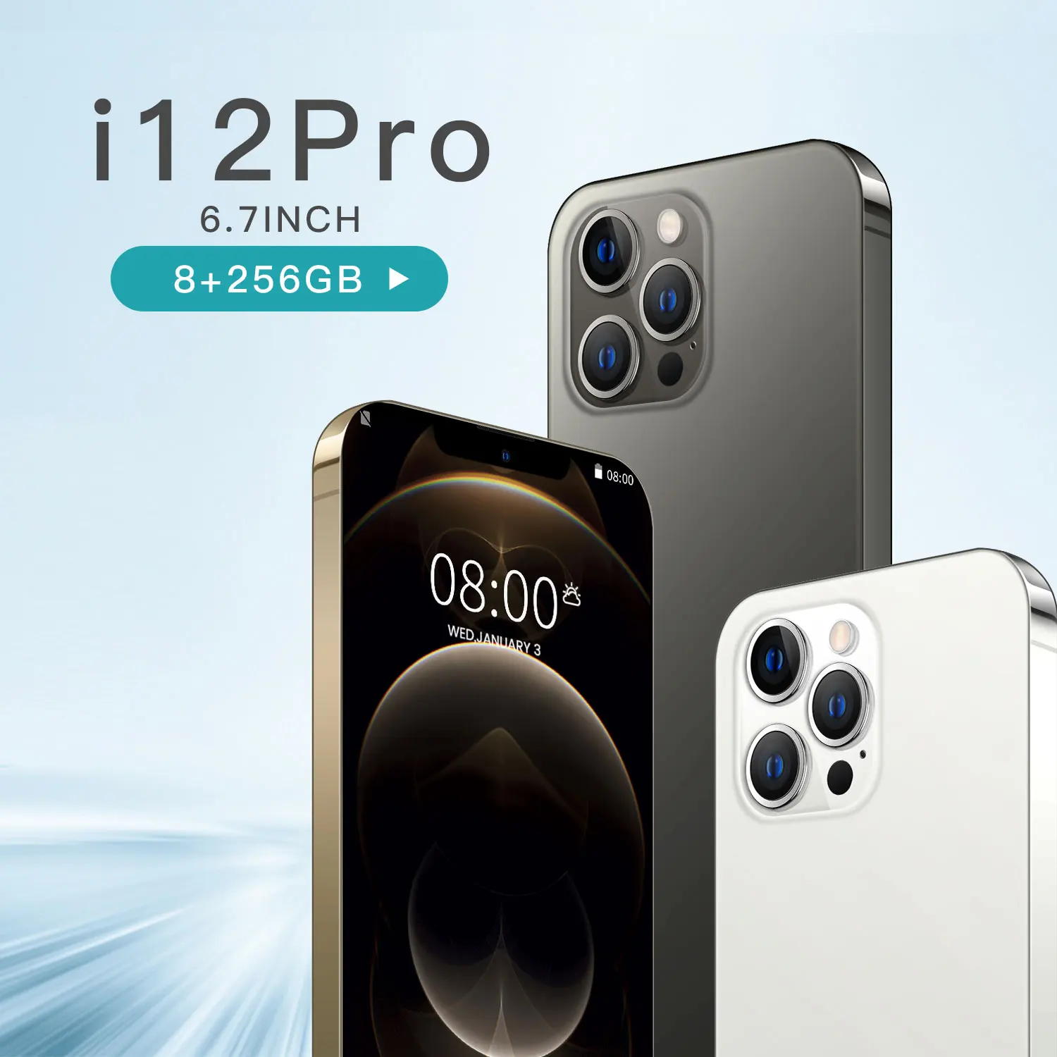  Оптовая продажа сотовый i12 pro max 4g с ёмкой батареей 6 7 дюймов Android карты смартфон мобильный телефон 10-ядерный 8 + 256GB 16 GB