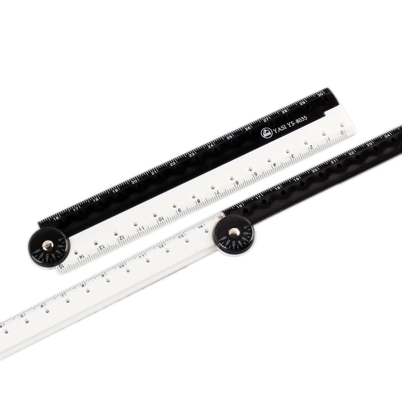 Black white Protractor Measuring Ruler Rotate 180 Degree students Plastic folding Ruler with school supplies wholesale