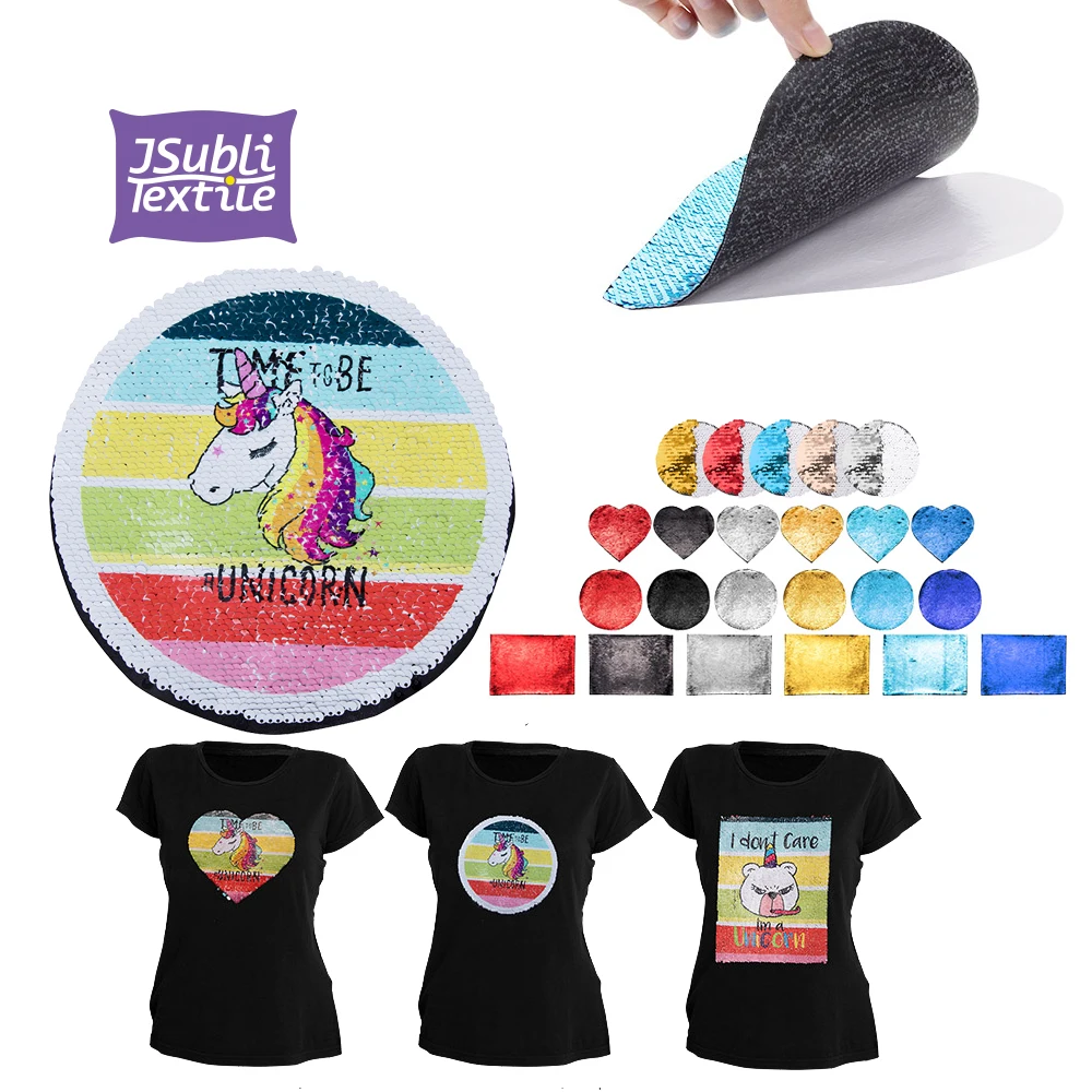 BestSub JSubli Textile  Silver with White for bag t shirt clothes sublimation blanks Round Flip Sequins Adhesive