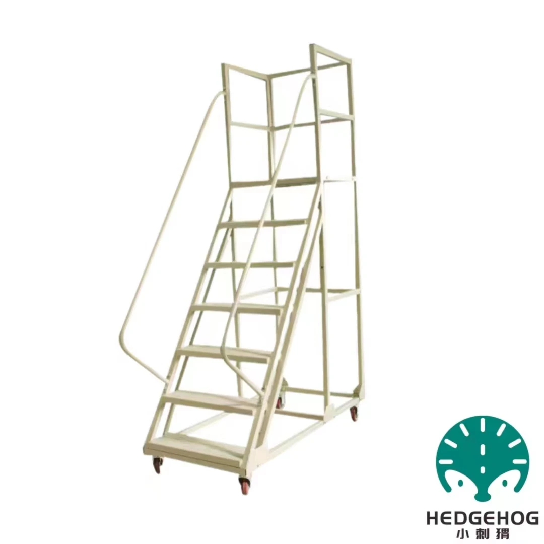 Workplace Climbing Safe Rolling Heavy Duty Steel 10 Steps Platform Ladder