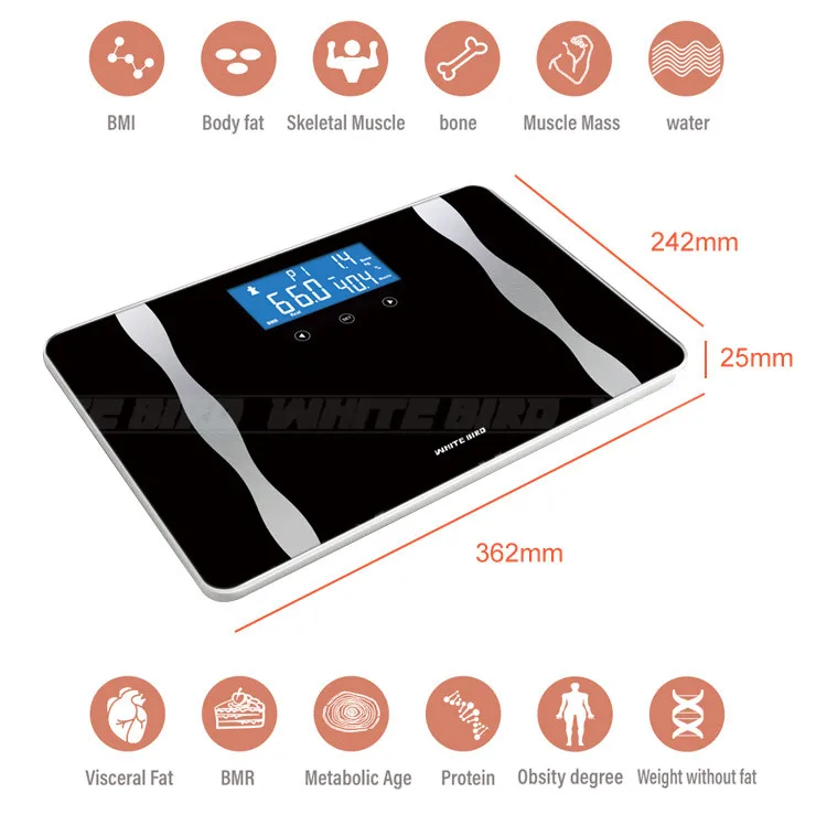 Digital Body Fat Scale with Large Platform for Comfortable Use and Accurate Readings Bathroom Scales Body Fat Scale