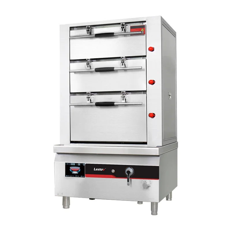 Restaurant equipment cabinet 3 doors commercial kitchen electric induction seafood steamer