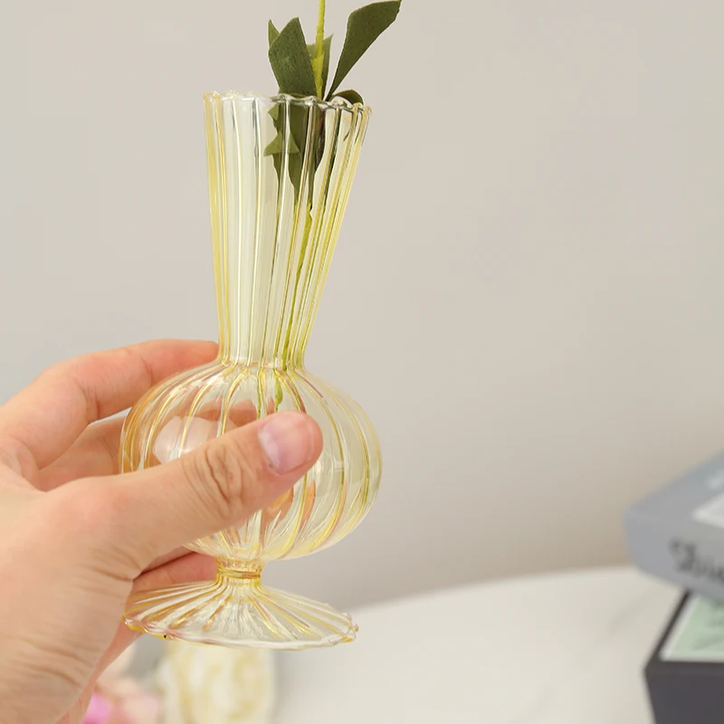 Самые популярные маленькие прозрачные стеклянные вазы для украшения дома, розовые цветочные вазы