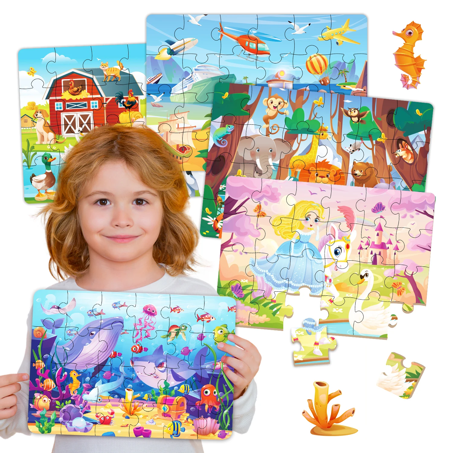 Customized Print fun jigsaw puzzle game colorful ocean world 24 pieces Paper jigsaw puzzles for kids