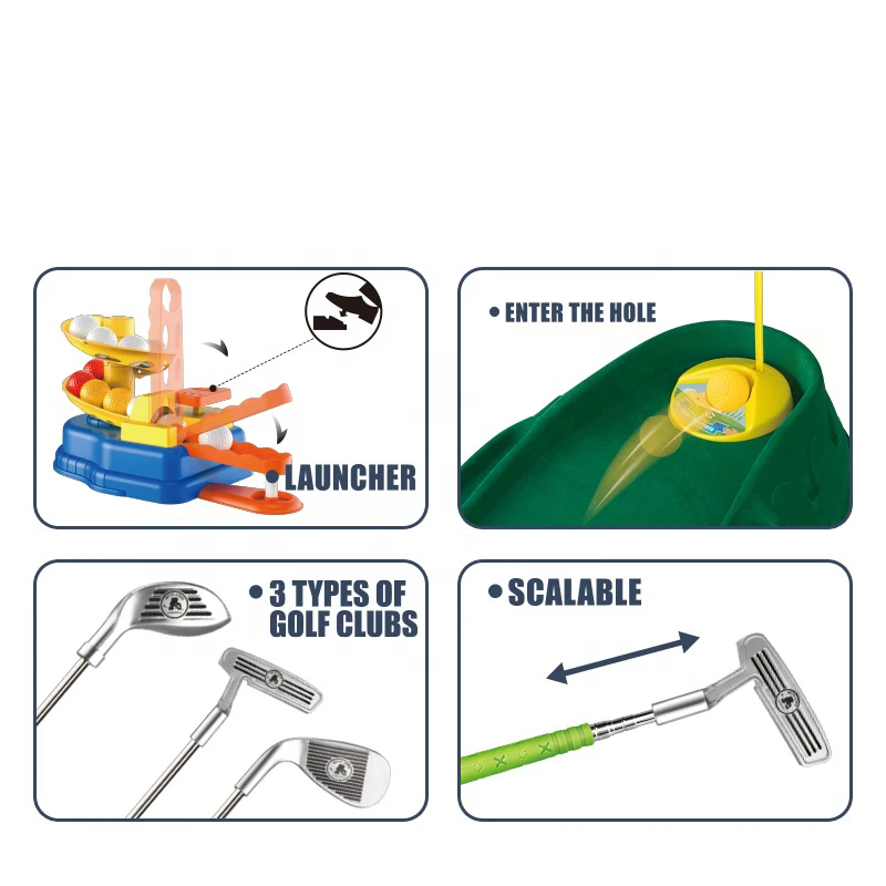 New Arrivals Family Interaction Sport Pitching Machine Toy Set Kids Indoor-outdoor  Mini Golf Game