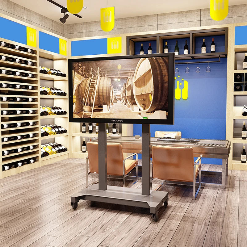 Modern Motorized TV Cart Stand Electric TV Lift Stand 52-81 inch Screen Adjustable Mobile Remote Control TV Lift with Wheels