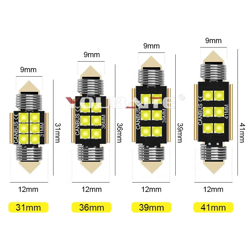 Wholesale Canbus Festoon C5w C10w Led Bulbs 3030 6smd 31mm 36mm 39mm 41mm  Car Interior Map Dome Reading Light 12v-24v