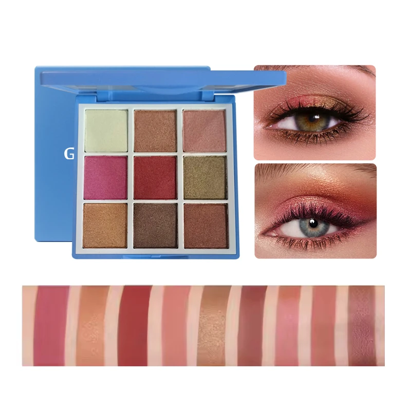Wholesale 9 Color Pallette Eye Shadow Private Label Single Shimmer Eyeshadow Degradable Eyeshadow Palette