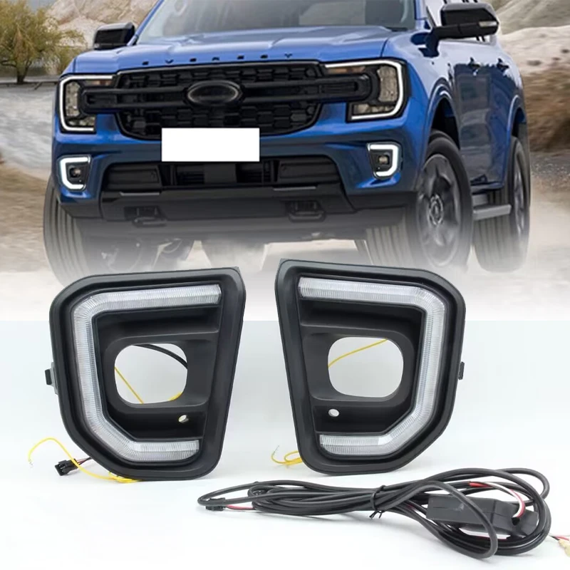KEEN Car Led DRL for Ford Everest 2022-2023 LED Daytime Running Light Daylight with Dynamic Turn Signal Driving Fog Head Light