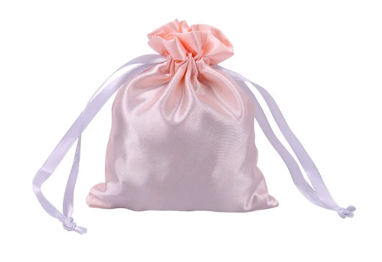 satin jewelry pouch customized drawstring personalized wig Wedding Favor Promotion Gift Pouches Candy Sugar silk satin bags