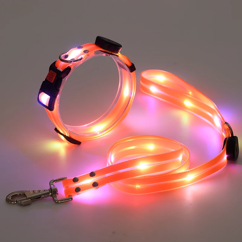 2024 New LED Dog Collar Color Changeable Leash Led Light up Collars USB Rechargeable