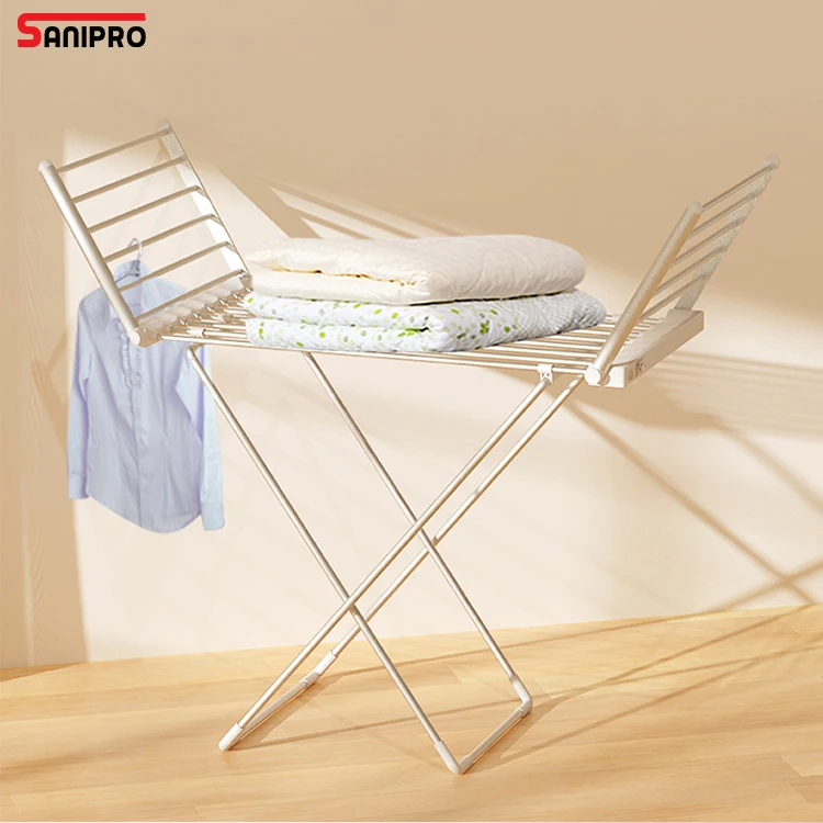SANIPRO Outdoor/Indoor Clothes Airer Portable Folding Standing Air Drying Laundry Hanger Dryer Electric Heated Clothes Rack