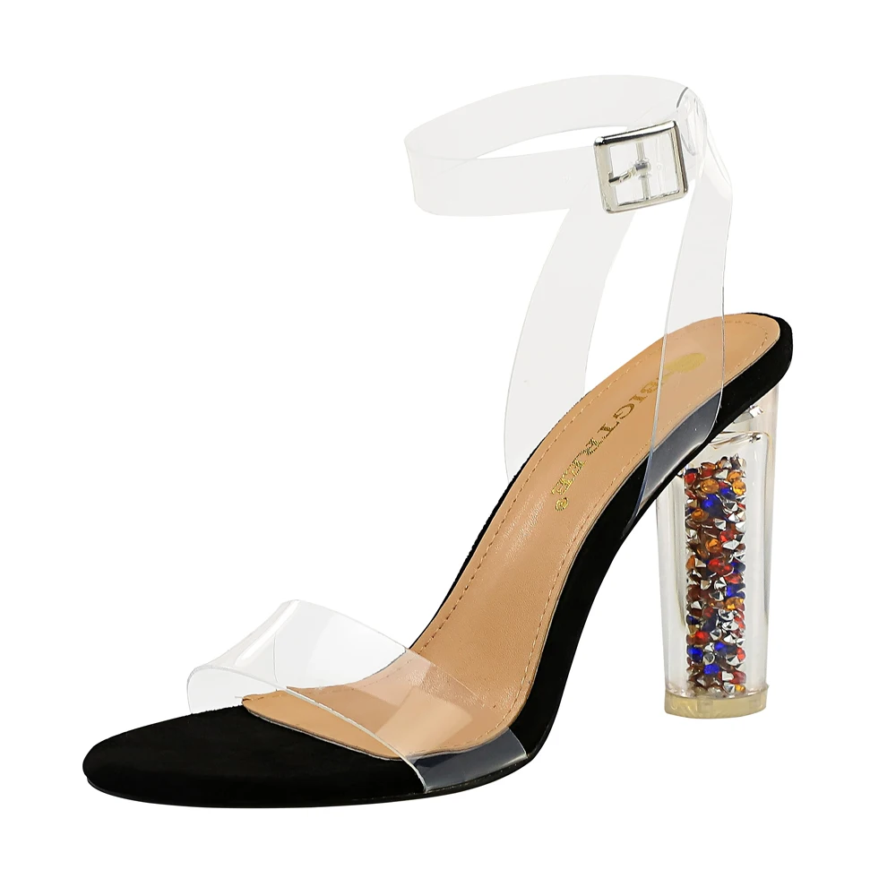 Модные пикантные туфли для ночного клуба в европейском и американском стиле на высоком каблуке с кристаллами на высоком каблуке прозрачные туфли с открытым носком сандалии 29-8