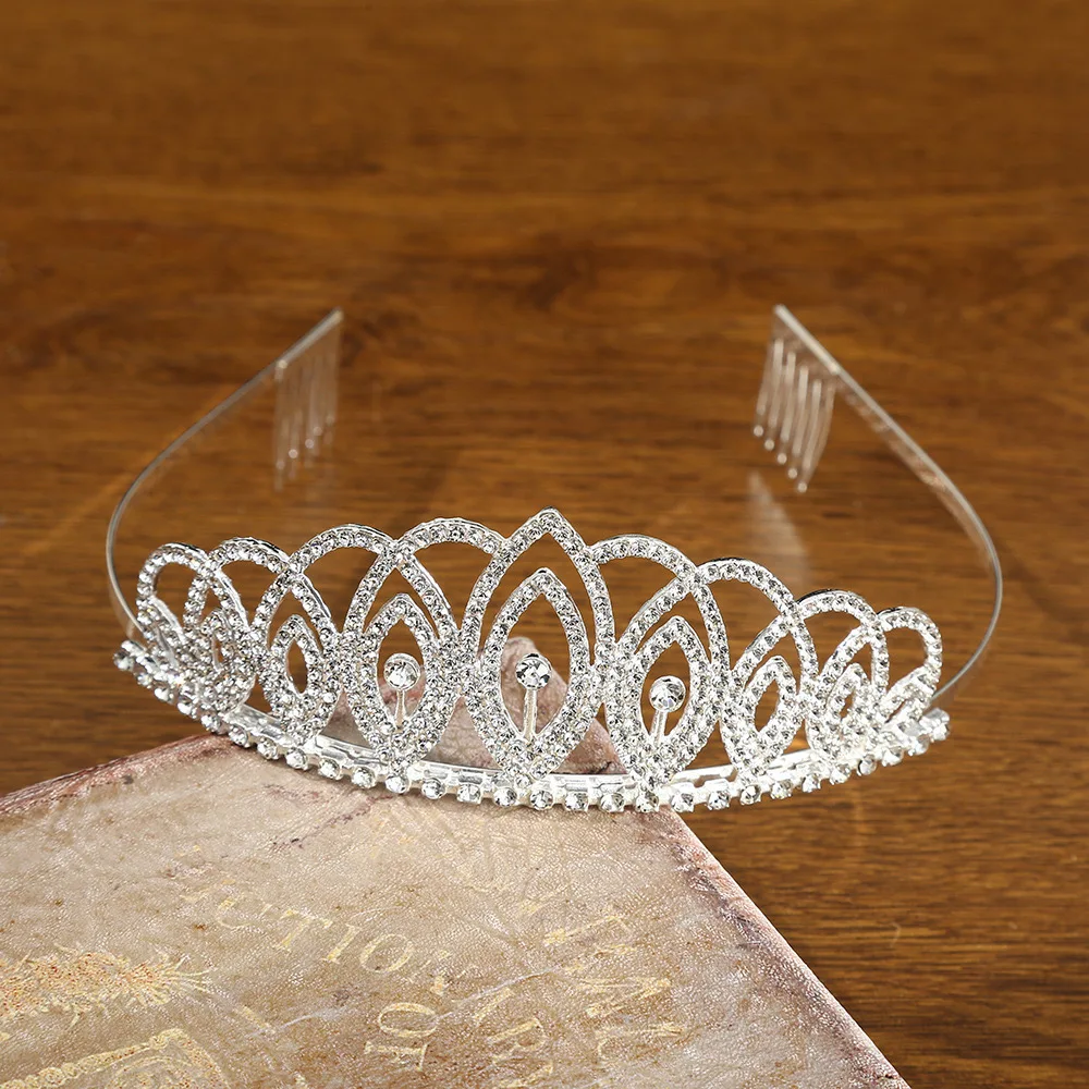 High Quality Silver Rhinestone Tiara Crystal Party Hair Accessories Princess Kids Tiara Crown For Girls