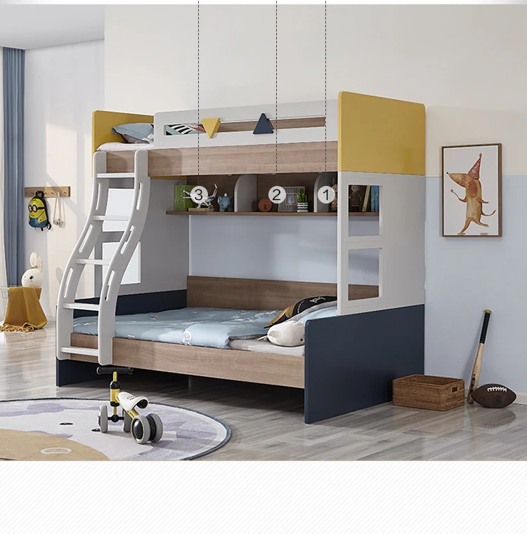 121322 Modern wooden multidunction kid bunk beds with stairs wood and desk