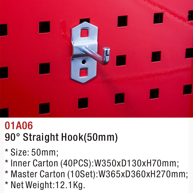 Kinbox Tool Cabinet Accessories / 90 degrees Straight Hook Dia6*50mm