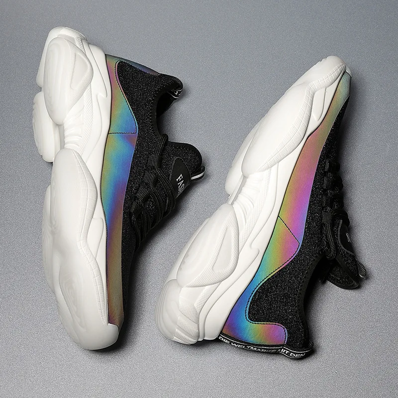 Sport Shoes Mesh Fly knit Men Casual Running Sneakers Latex insole TPU thicken outSole Wholesale Man sport trainers OEM factory