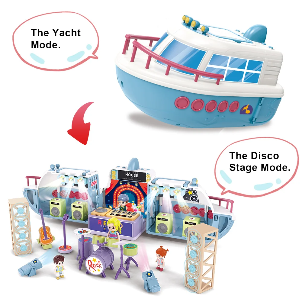 Children educational toys other play house preschool disco stage yacht toy yacht scene boat pretend play set for kids