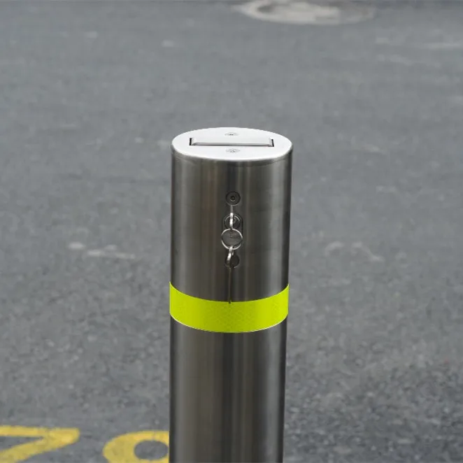 Best price for road safety manual stainless steel outdoor base removable post sleeve  bollard with bridge handle