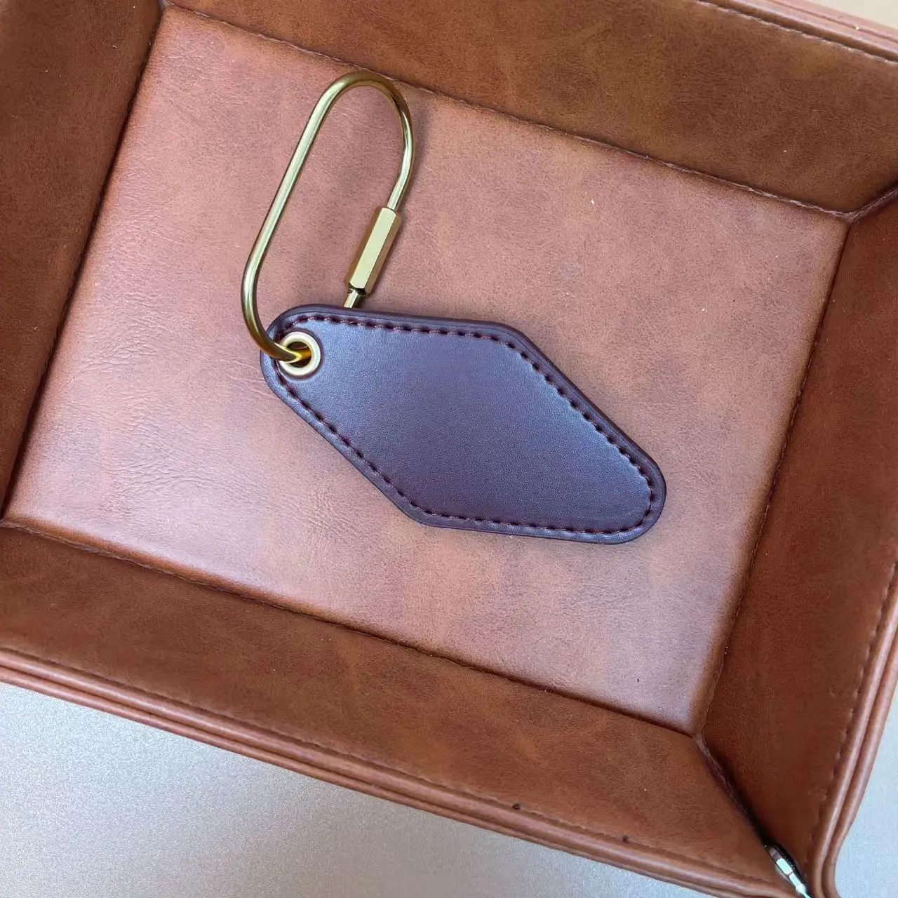 JOYFFO Custom Metal Keychains Embossed Diamond Leather Initials Modern Vintage Style Personalized Key Rings Hotels Offices