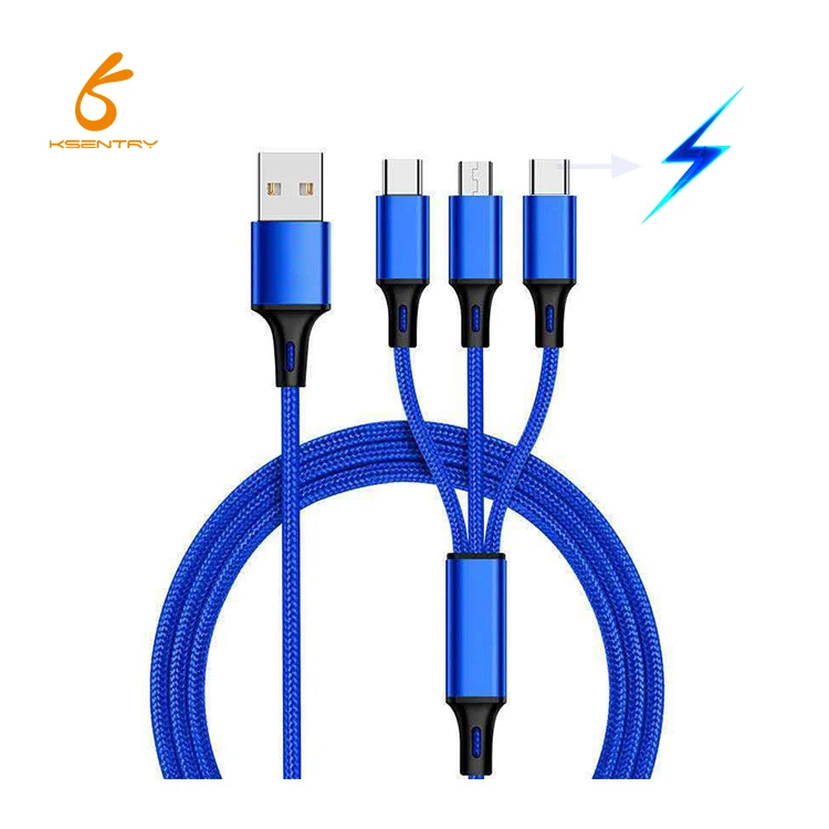 Wholesale Usb Cable 3 In 1 Multi Fast Charging Data Cable 3in1/3-in-1/mfi Mobile Phone Charger Cable 3 In One