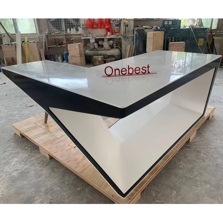 Cheap Acrylic L Shape Office Manager Ceo Writing Desk Home Computer Table Set