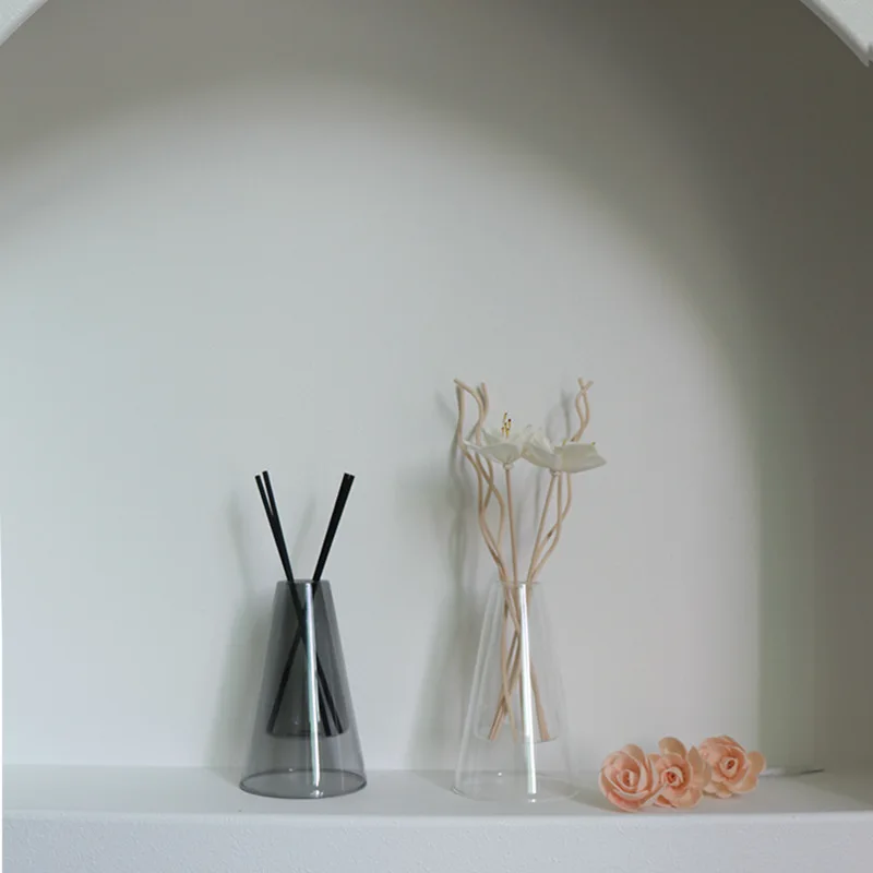 Luxury Home Decor Hand Blown clear Double Layer Scented Oil Aroma Fragrance Perfume Borosilicate Glass Bottle Reed Diffuser