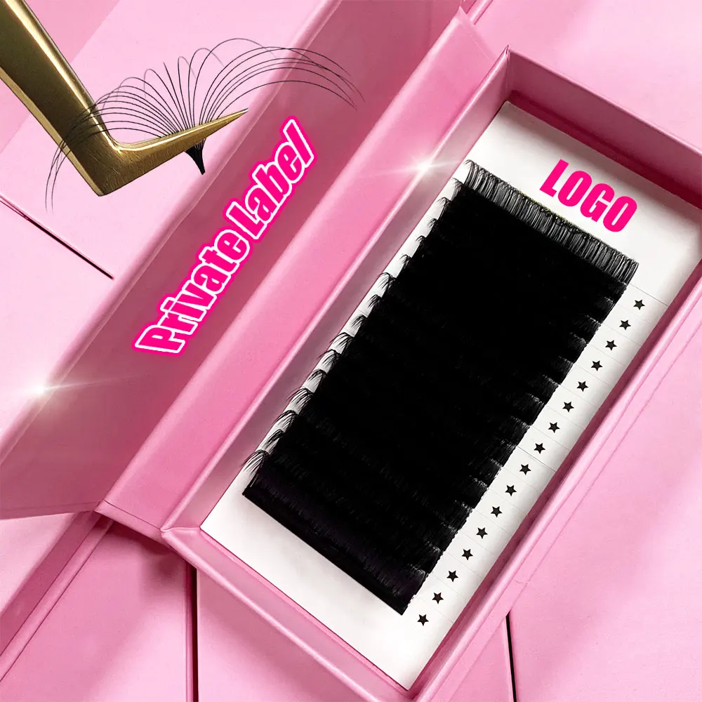 Private label 0.03 0.05 0.07 0.10 individual lashes 15mm 18mm 25mm lash trays wholesale c d cc dd cashmere eyelash extensions