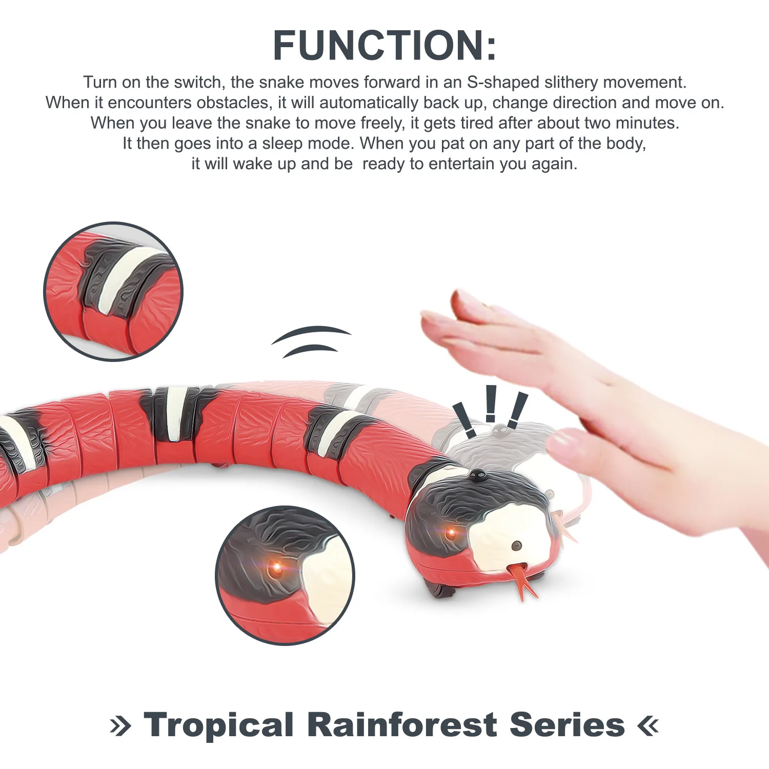 Intelligent Induction Obstacle Avoidance Snake toy, Electric Wireless induction Teasing Dog Teasing Cat Snake Tricking Toy