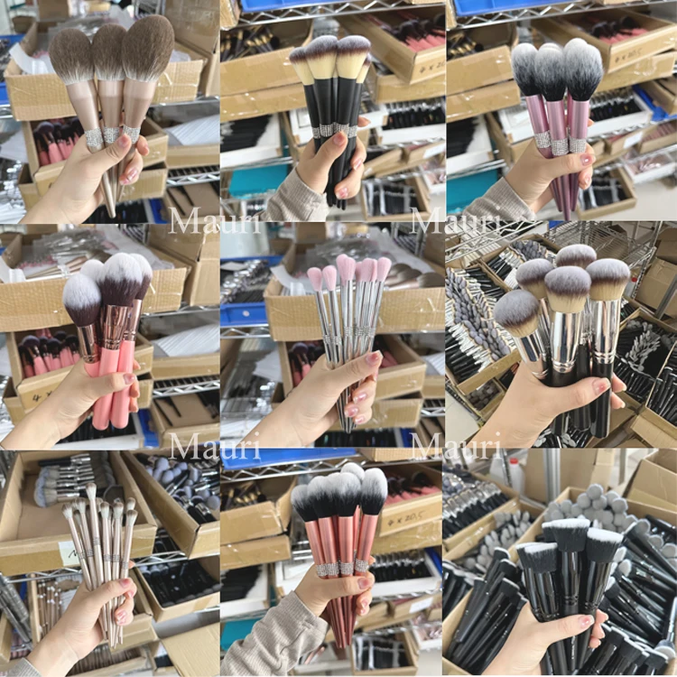 2023 12 Pcs Low Price Good Hand Crafted Pink Rhinestone High Quality Makeup Brush Set Private Rose Makeup Brush Sett