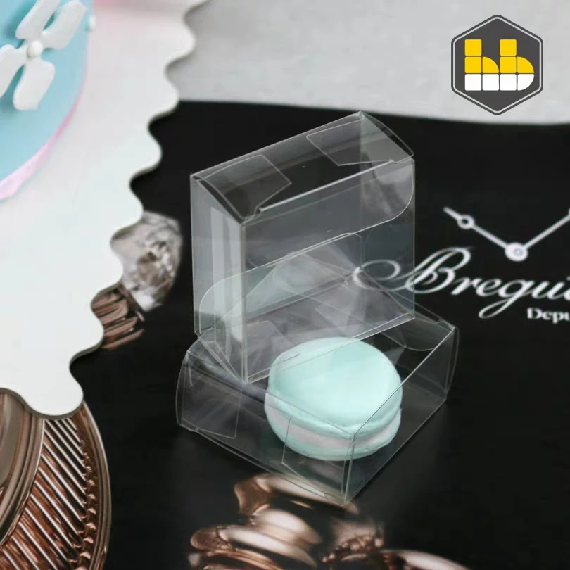 Готов к отправке, одинарная коробка для макарон, прозрачная ПЭТ ПВХ пластиковая коробка для пирожных в виде Луны, коробка для конфет, Прямая поставка с завода