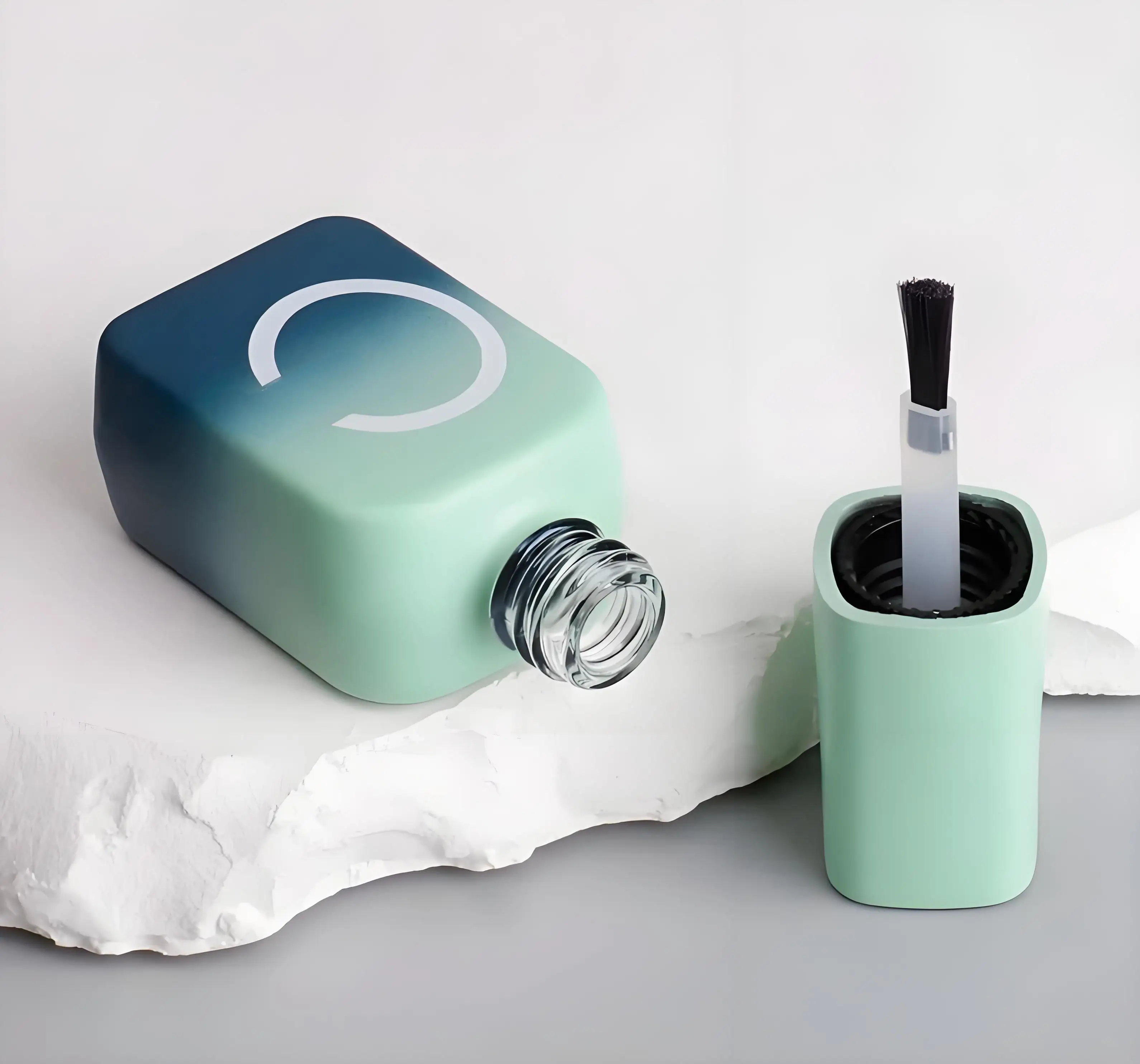 Square Empty Nail Polish Glass Bottle with Gel Bottle
