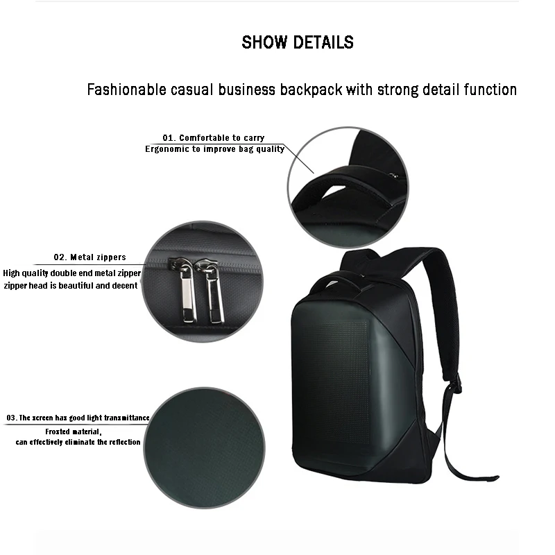  Оптом Wifi Diy ноутбук Smart Walk реклама школьная сумка экран программируемый Mochila светодиодная подсветка