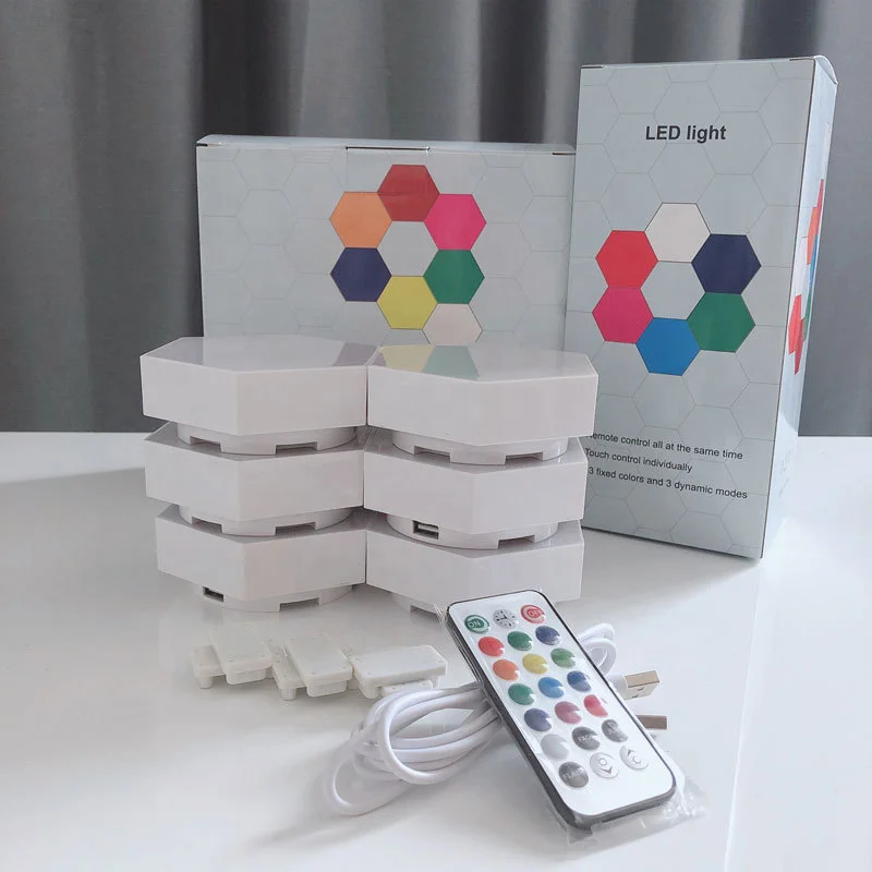 Декоративная RGB сенсорная Ночная лампа, креативный домашний Магнитный квантовый настенный светильник в виде сот, модульный шестигранный светодиодный светильник