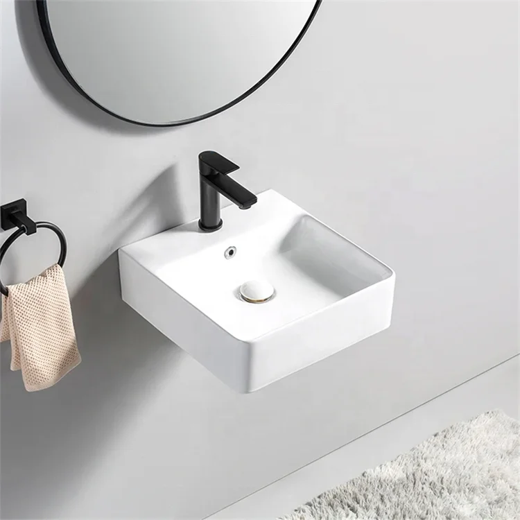 New arrival hanging rectangle porcelain lavabo ceramic wash basin wall mounted sink for bathroom