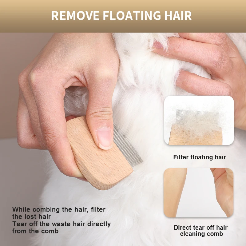 Factory Wholesale Cheap Small Wooden Handle Grooming Comb Pet Lice Hair Comb Dog Flea Comb