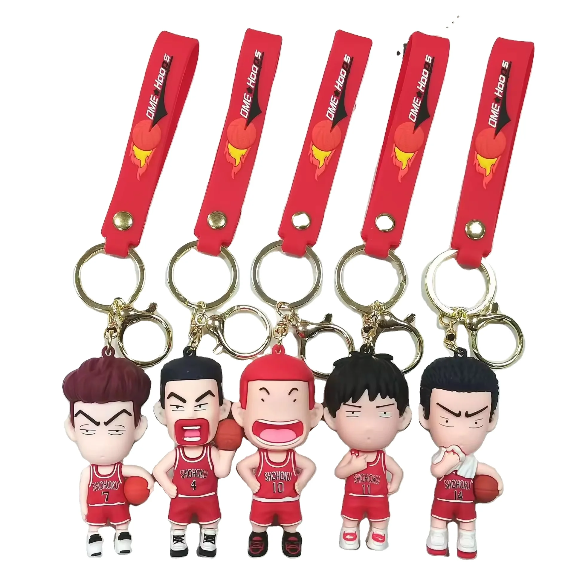 Factory Custom Japanese Anime Slam Dunk Keychain silicone  Keychain 3D PVC  Bag Doll Pendant Basketball Boy Keychain Wholesale