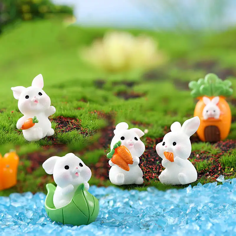 3D Resin Craft Animal Decorative Garden Gnome Ornament Landscape Props DIY Easter Rabbit Miniature