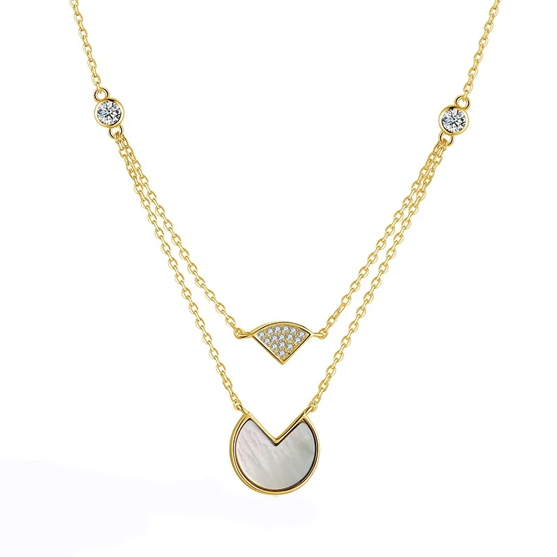 Хорошее качество 925 чистого серебра перламутровые ожерелья оптом оболочка Двухслойное ожерелье