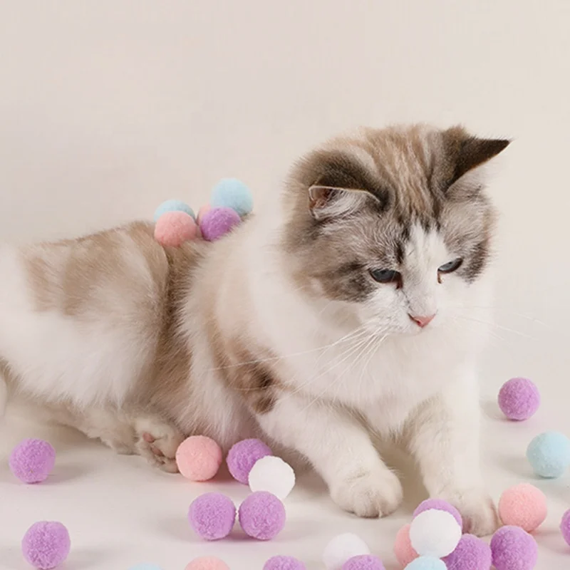 Interactive Cat Toy Colorful Pet Balls Soft Cat Plush Balls