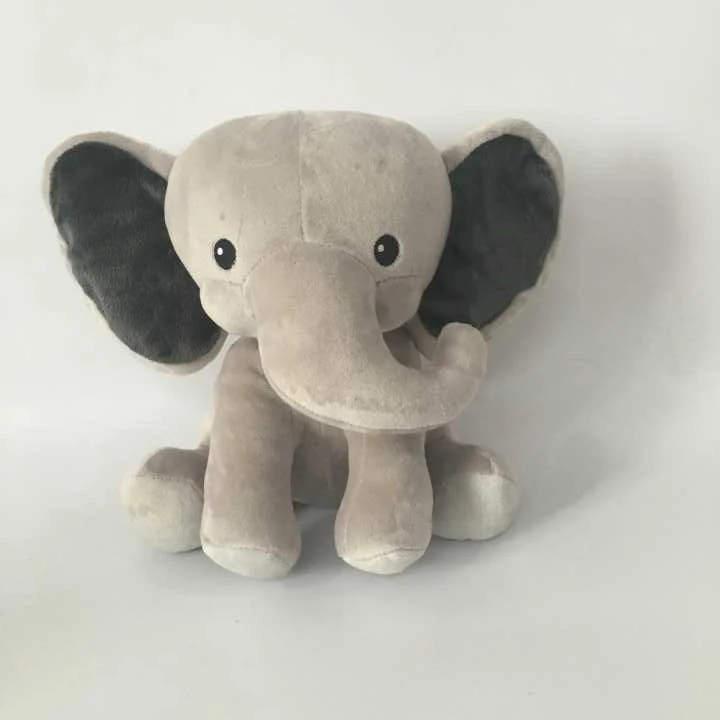 Stuffed Animal Large Embroidery Hugable Body Soft Pink With Big Ears Plush Elephant Toy For Baby Gift