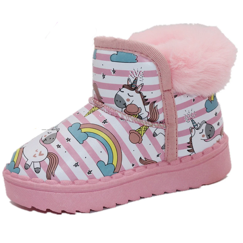 2021 unicorn girls snow boots flat comfortable warm outdoor indoor cute shoes for children