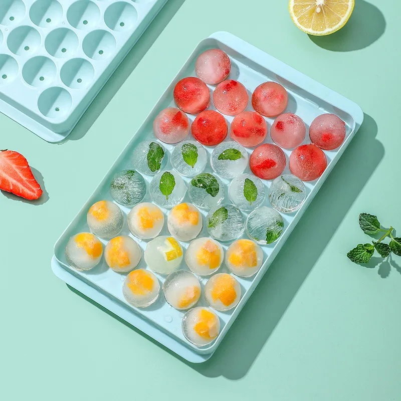Edible grade silicone round Ice Ball Maker Mold Mini Circle Ice Cube Tray with Lid Ice Ball Maker Mold Freezer