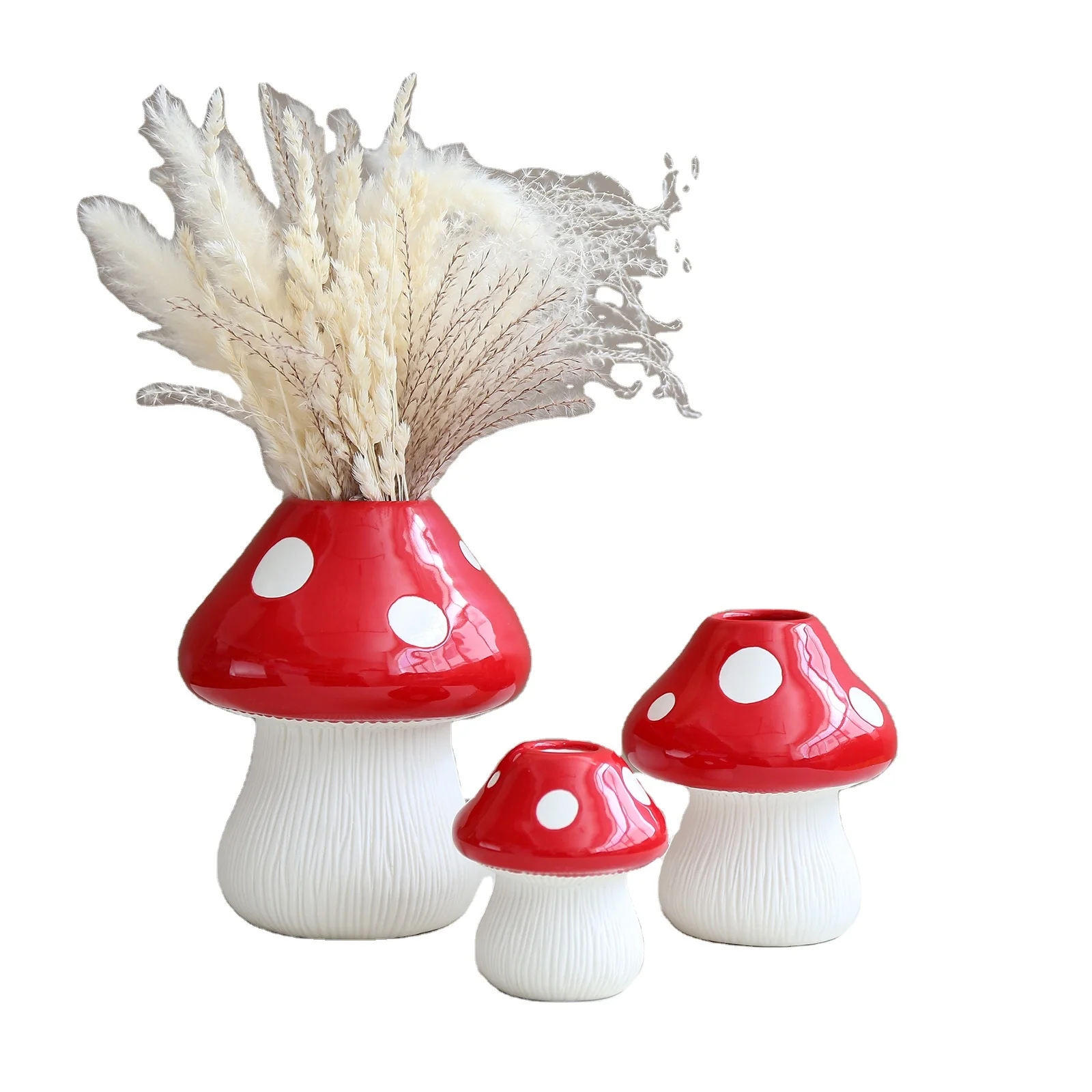 Hot Sale Eco-Friendly Balance Mushroom Flower Vase Home Decor Ceramic & Porcelain Vase with Lid Stocked Drinkware Tea Utensil
