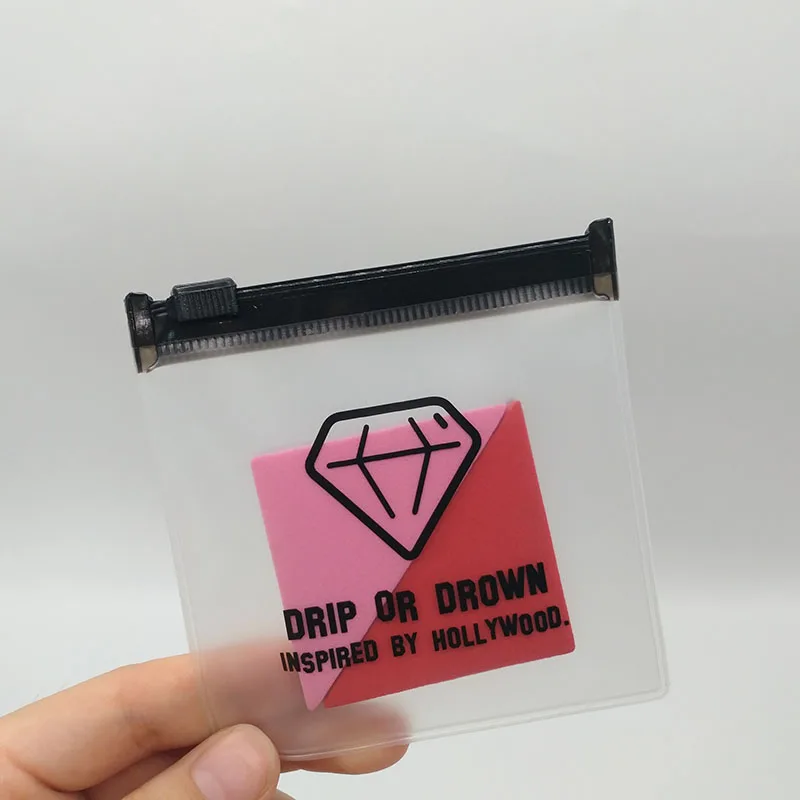 Пользовательский маленький перерабатываемый пластиковый прозрачный пакет из ПВХ на молнии для косметики, ювелирных украшений, колец, упаковочный пакет с застежкой-молнией